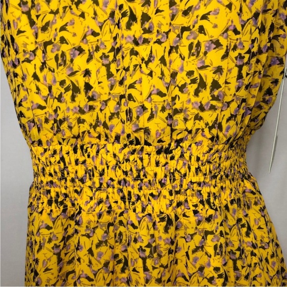 Sam Edelman Halter Neck Smoked Waist Yellow Purple Lined Sleeveless Dress 8 - Picture 5 of 16